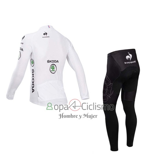 Tour DE Francia Ropa Ciclismo Culotte Largo 2014 Hombre Mangas Largas Blanco
